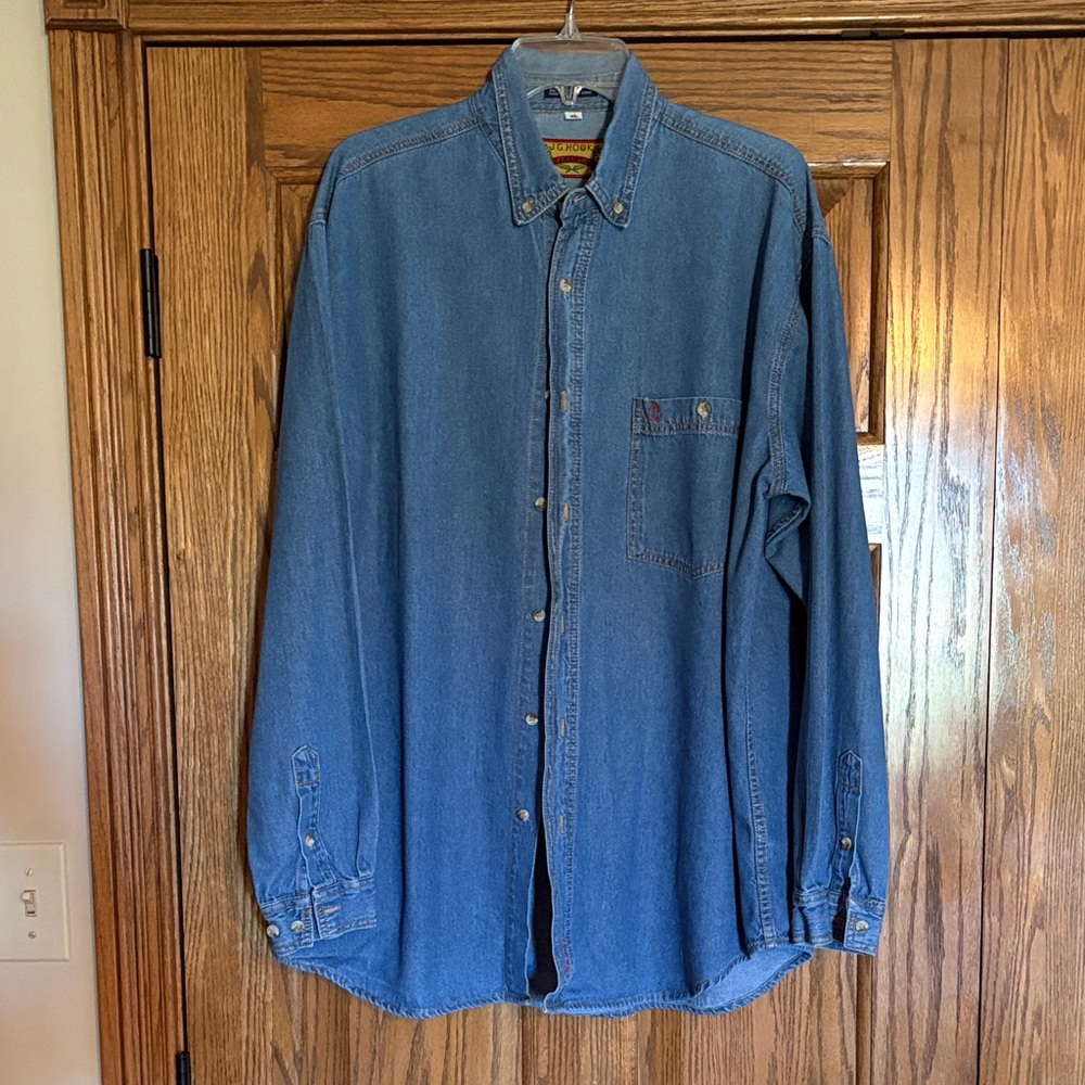 Casual Blue Denim Button-Down Shirt